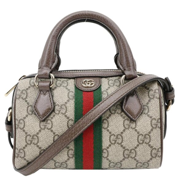 Gucci Ophidia Mini GG Supreme Canvas Boston Shoulder Bag Beige 838478 - Picture 1 of 13